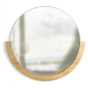 Umbra Kulaté nástěnné zrcadlo s dřeveným rámečkem Mira, přírodní