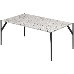 Bílý terrazzo konferenční stolek RGE Air Terrazzo s černou podnoží 48x110 cm