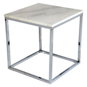 Bílý mramorový konferenční stolek RGE Accent s chromovou podnoží 53 cm