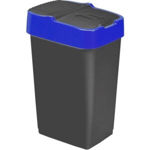 Heidrun Odpadkový koš 60 l, černý s modrým pruhem