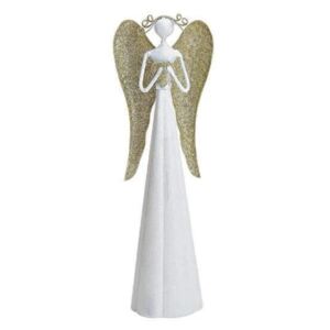 Kovový anděl bílý 30 cm