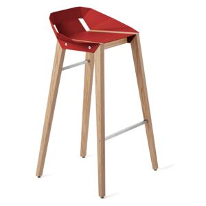 Hliníková barová židle Tabanda DIAGO 75 cm s dubovou podnoží Barva: Červená