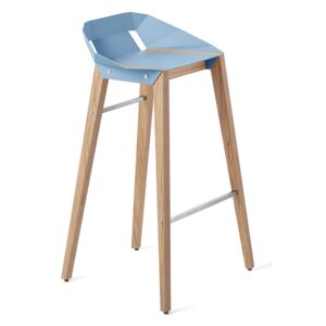 Hliníková barová židle Tabanda DIAGO 75 cm s dubovou podnoží Barva: Světle modrá