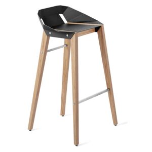 Hliníková barová židle Tabanda DIAGO 75 cm s dubovou podnoží Barva: Černá