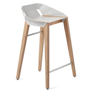 Hliníková barová židle Tabanda DIAGO 62cm s dubovou podnoží Barva: Bílá