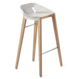 Hliníková barová židle Tabanda DIAGO 75 cm s dubovou podnoží Barva: Bílá