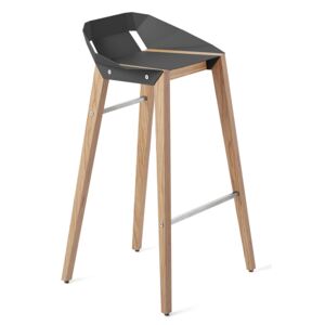 Hliníková barová židle Tabanda DIAGO 75 cm s dubovou podnoží Barva: Šedá
