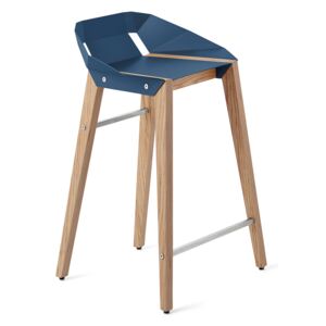 Hliníková barová židle Tabanda DIAGO 62cm s dubovou podnoží Barva: Modrá