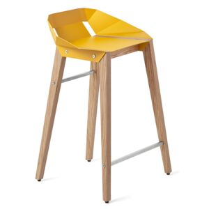 Hliníková barová židle Tabanda DIAGO 62cm s dubovou podnoží Barva: Žlutá