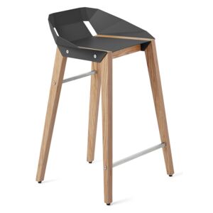 Hliníková barová židle Tabanda DIAGO 62cm s dubovou podnoží Barva: Šedá