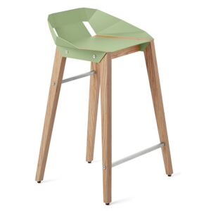 Hliníková barová židle Tabanda DIAGO 62cm s dubovou podnoží Barva: Mintová