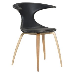 DAN-FORM Černá kožená židle s dubovou podnoží DanForm Flair