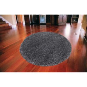 Kusový koberec Shaggy vlas 50 mm černý kruh, Velikosti 60x60cm