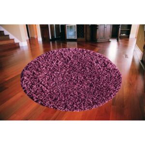 Kusový koberec Shaggy vlas 50 mm fialový kruh, Velikosti 80x80cm