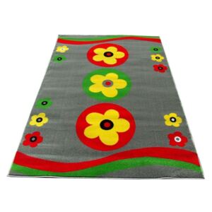 Dětský kusový koberec Tři květy šedý, Velikosti 100x200cm