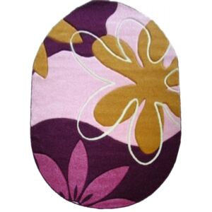 Kusový koberec Květy fialový ovál, Velikosti 80x150cm