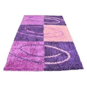 Kusový koberec Shaggy vlas 50 mm Hildo fialový, Velikosti 200x290cm