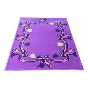 Dětský koberec Mašličky fialový, Velikosti 133x190cm