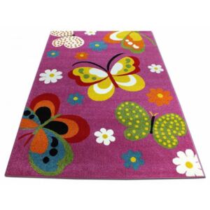 Dětský koberec Motýli tmavě růžový, Velikosti 200x290cm