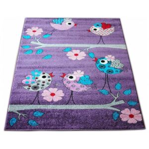 Dětský koberec Ptáčci fialový, Velikosti 120x170cm