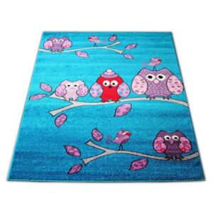 Dětský koberec Sovičky tyrkysový, Velikosti 120x170cm