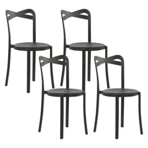 Sada 4 jídelních židlí plastových černých CAMOGLI