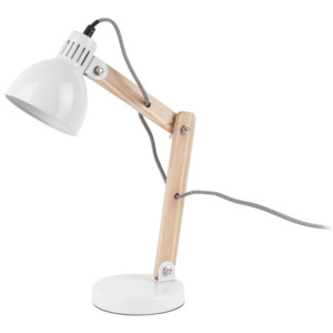 Bílá stolní lampa s dřevěnými detaily Leitmotiv Ogle