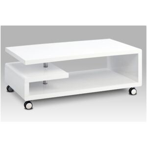 Konferenční stolek na kolečkách PULSANTE — chrom, bílá, 115×60