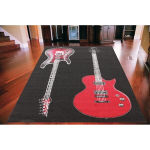 Kusový koberec PP Elektrická kytara černý, Velikosti 140x200cm