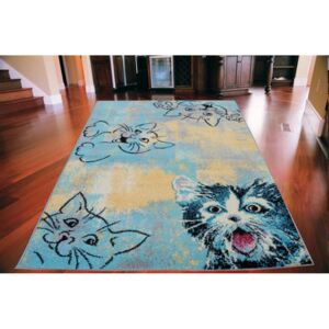 Dětský koberec Koťátka TOP modrý, Velikosti 160x220cm