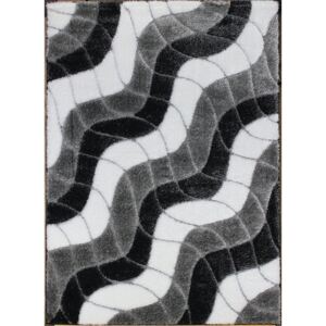 Chlupatý kusový koberec Seher 3D 2616 Black Grey Typ: 80x150 cm