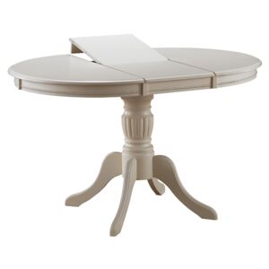 Jídelní stůl OLIVIA průměr 106 cm, rozkládací na 141 cm, MDF a masiv, barva ecru smetanově bílá