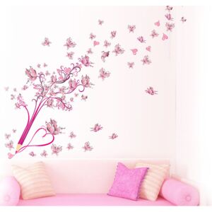 Růžová pastelka s motýlky 105 x 88 cm