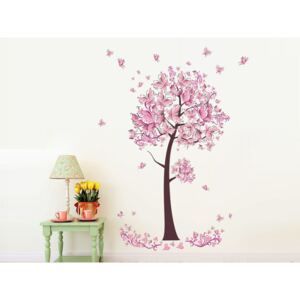Strom s růžovými motýly 70 x 100 cm