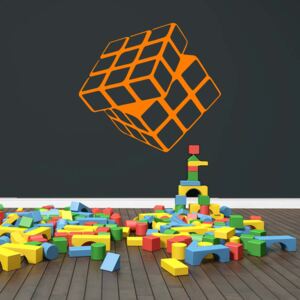GLIX Rubikova kostka - samolepka na zeď Oranžová 45 x 40 cm