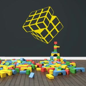 GLIX Rubikova kostka - samolepka na zeď Žlutá 45 x 40 cm