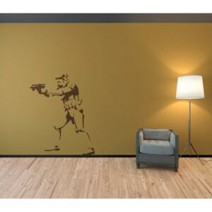 GLIX Banksy "Trooper" - samolepka na zeď Hnědá 50 x 65 cm