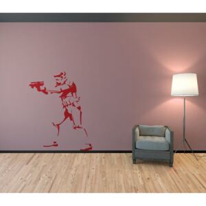 GLIX Banksy "Trooper" - samolepka na zeď Světle červená 50 x 65 cm