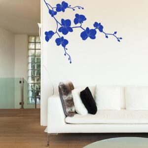 GLIX Květinová dekorace II. -samolepka na zeď Modrá 50 x 40 cm