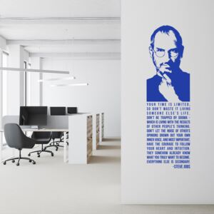 Citát Steve Jobs - samolepka na zeď Modrá 30 x 100 cm