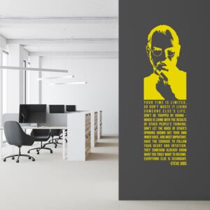 Citát Steve Jobs - samolepka na zeď Žlutá 30 x 100 cm