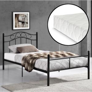 [en.casa]® Kovová postel HTMB-90B s matrací - 90 x 200 cm