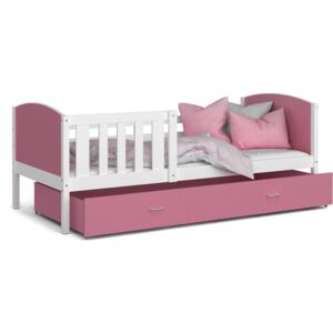 Dětská postel se šuplíkem TAMI R - 200x90 cm - růžovo-bílá