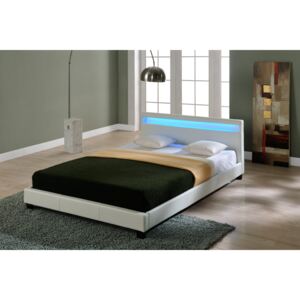 Corium® Moderní manželská postel HTB - 1013 - koženka - s LED podsvietením - 160x200cm (bílá)
