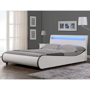 Corium® Moderní manželská postel HTB - 1040 - koženka - s LED podsvietením - 180x200cm (bílá)
