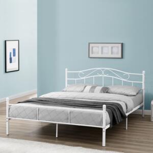 [en.casa] Kovová postel "Florenz" HTMB-200W 200x200 cm bílá