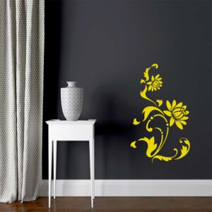 GLIX Květinová dekorace VI. - samolepka na zeď Žlutá 30 x 60 cm