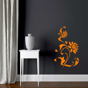 GLIX Květinová dekorace VI. - samolepka na zeď Oranžová 30 x 60 cm
