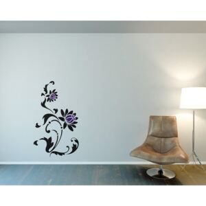GLIX Květinová dekorace VI. - samolepka na zeď Černá a fialová 50 x 85 cm