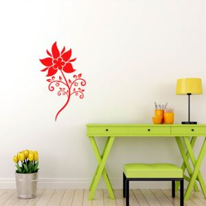 GLIX Květinová dekorace - samolepka na zeď Světle červená 30 x 55 cm